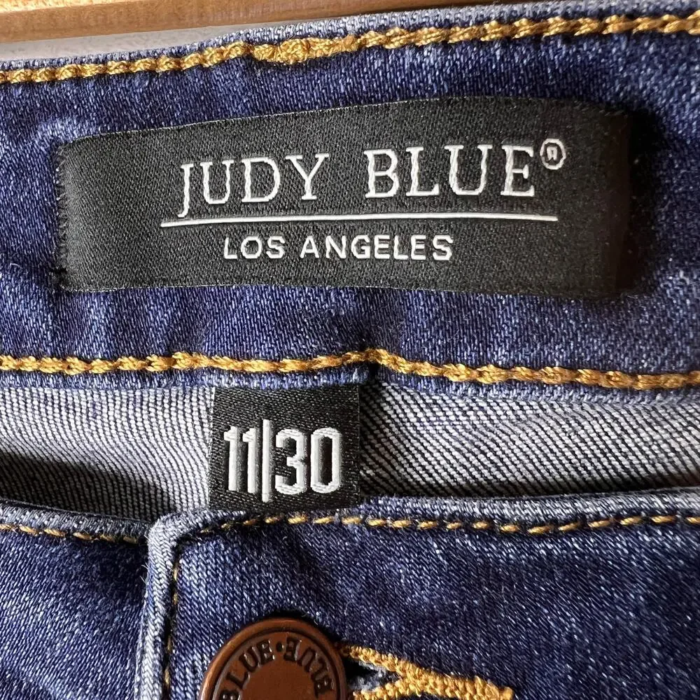 Judy Blue Jeans Womens Size 11/30 Rose Classic Button Fly Skinny Distressed